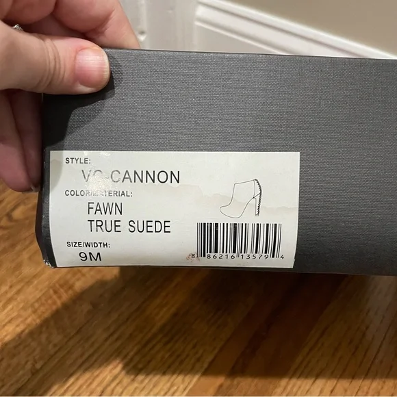 Vince Camuto Cannon Chain Heel Ankle Booties Fawn Tan Size 9 - Picture 11 of 11